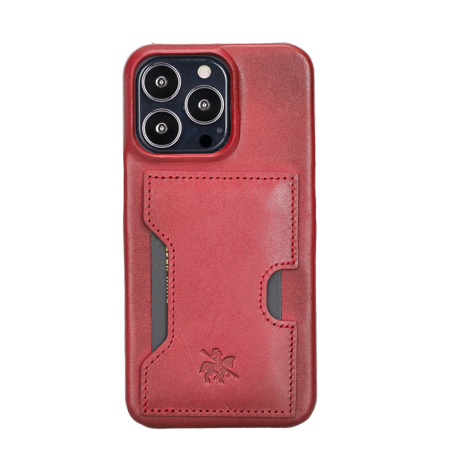 Florence Luxury Red Leather iPhone 13 Pro Detachable Wallet Case with Card Holder & MagSafe - Venito - 5