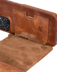 Florence Luxury Brown Leather iPhone 13 Pro Max Detachable Wallet Case with Card Holder & MagSafe - Venito - 4