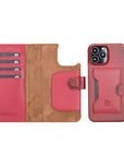 Florence Luxury Red Leather iPhone 13 Pro Max Detachable Wallet Case with Card Holder & MagSafe - Venito - 1