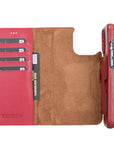 Florence Luxury Red Leather iPhone 13 Pro Max Detachable Wallet Case with Card Holder & MagSafe - Venito - 3
