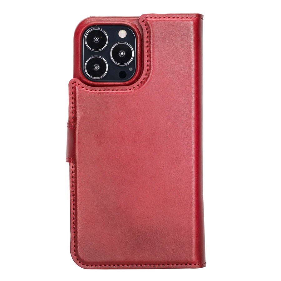 Florence Luxury Red Leather iPhone 13 Pro Max Detachable Wallet Case with Card Holder & MagSafe - Venito - 8