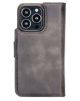 Florence Luxury Gray Leather iPhone 13 Pro Max Detachable Wallet Case with Card Holder & MagSafe - Venito - 8