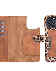 Florence Luxury Leopard Leather iPhone 13 Pro Max Detachable Wallet Case with Card Holder & MagSafe - Venito - 1