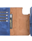 Florence Luxury Blue Leather iPhone 13 Detachable Wallet Case with Card Holder & MagSafe - Venito - 3