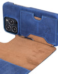 Florence Luxury Blue Leather iPhone 13 Pro Detachable Wallet Case with Card Holder & MagSafe - Venito - 4