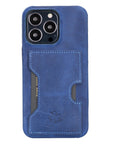 Florence Luxury Blue Leather iPhone 13 Pro Detachable Wallet Case with Card Holder & MagSafe - Venito - 5