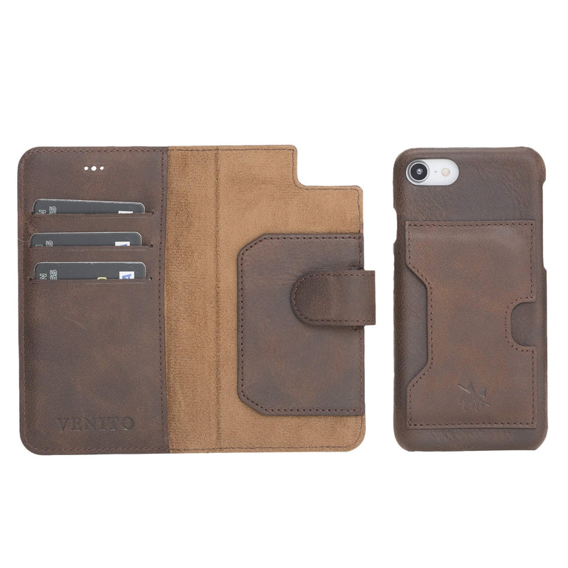 Luxury Dark Brown Leather iPhone 6 Detachable Wallet Case with Card Holder - Venito - 1