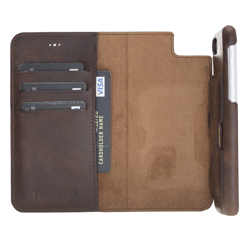 Luxury Dark Brown Leather iPhone 6 Detachable Wallet Case with Card Holder - Venito - 2