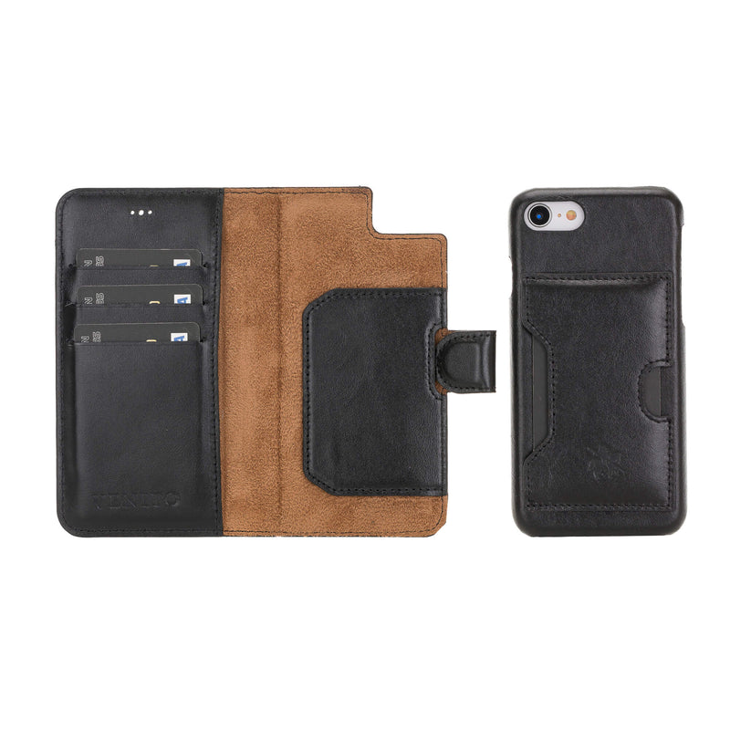 Luxury Rustic Black Leather iPhone 6 Detachable Wallet Case with Card Holder - Venito - 1