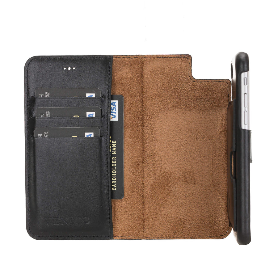 Luxury Rustic Black Leather iPhone 7 Detachable Wallet Case with Card Holder - Venito - 2