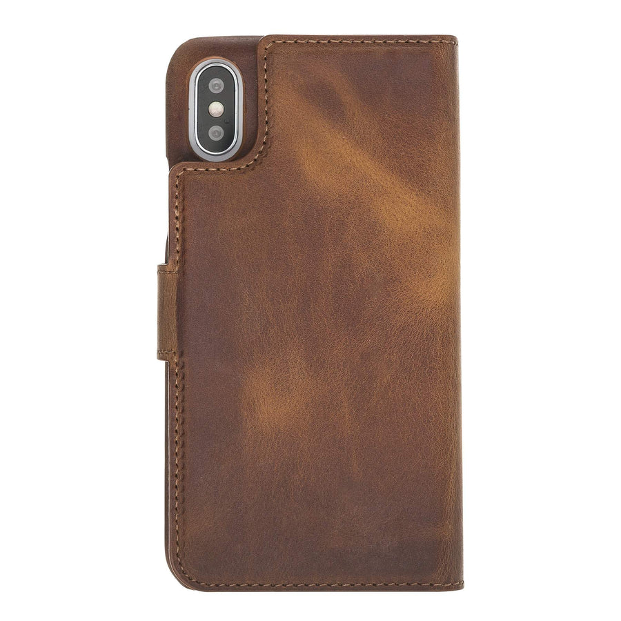 Luxury Brown Leather iPhone X Detachable Wallet Case with Card Holder - Venito - 9