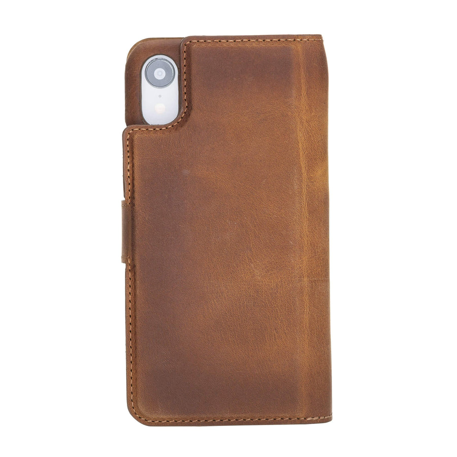 Luxury Brown Leather iPhone XR Detachable Wallet Case with Card Holder - Venito - 7
