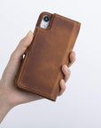 Luxury Brown Leather iPhone XR Detachable Wallet Case with Card Holder - Venito - 9