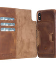 Luxury Brown Leather iPhone XS Detachable Wallet Case with Card Holder - Venito - 2