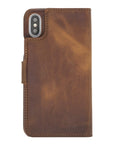 Luxury Brown Leather iPhone XS Detachable Wallet Case with Card Holder - Venito - 9