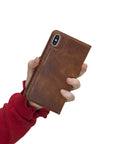 Luxury Brown Leather iPhone XS Max Detachable Wallet Case with Card Holder - Venito - 10