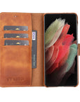 Luxury Brown Leather Samsung Galaxy S21 Detachable Wallet Case with Card Holder - Venito - 1