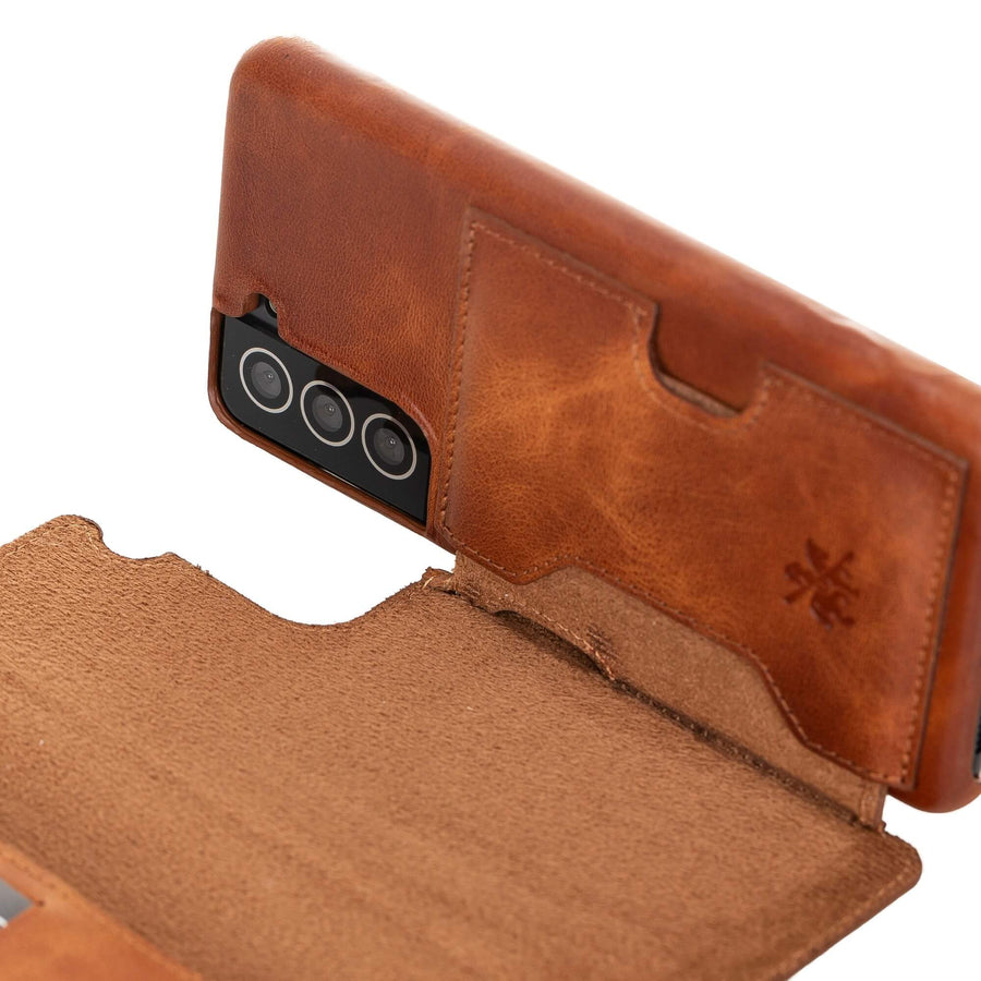 Luxury Brown Leather Samsung Galaxy S21 Detachable Wallet Case with Card Holder - Venito - 2