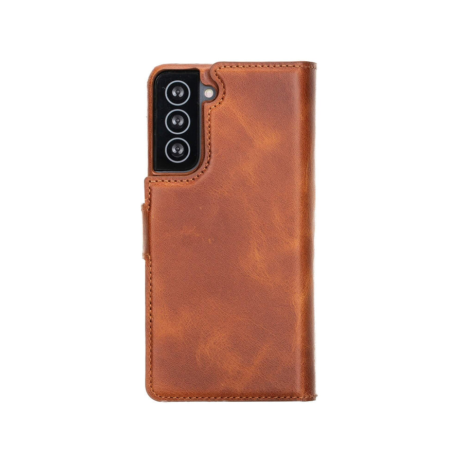 Luxury Brown Leather Samsung Galaxy S21 Detachable Wallet Case with Card Holder - Venito - 7