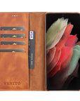 Luxury Brown Leather Samsung Galaxy S21 Plus Detachable Wallet Case with Card Holder - Venito - 1