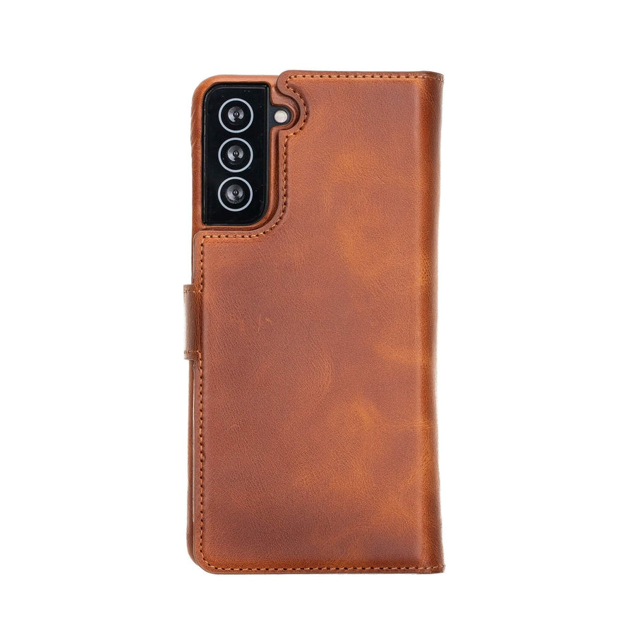 Luxury Brown Leather Samsung Galaxy S21 Plus Detachable Wallet Case with Card Holder - Venito - 7