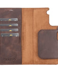 Luxury Dark Brown Leather Samsung Galaxy S21 Plus Detachable Wallet Case with Card Holder - Venito - 3