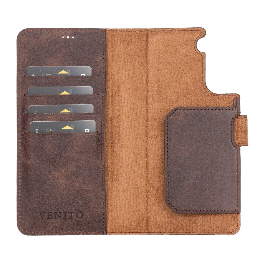Luxury Dark Brown Leather Samsung Galaxy S21 Plus Detachable Wallet Case with Card Holder - Venito - 3