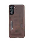 Luxury Dark Brown Leather Samsung Galaxy S21 Plus Detachable Wallet Case with Card Holder - Venito - 4