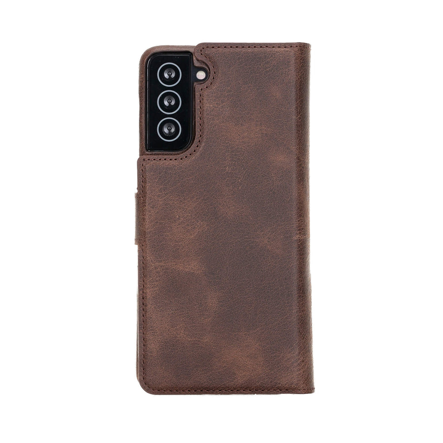 Luxury Dark Brown Leather Samsung Galaxy S21 Plus Detachable Wallet Case with Card Holder - Venito - 7