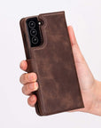 Luxury Dark Brown Leather Samsung Galaxy S21 Plus Detachable Wallet Case with Card Holder - Venito - 8