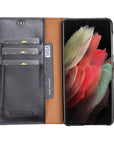 Luxury Black Leather Samsung Galaxy S21 Detachable Wallet Case with Card Holder - Venito - 1
