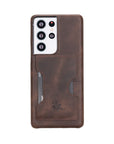 Luxury Dark Brown Leather Samsung Galaxy S21 Ultra Detachable Wallet Case with Card Holder - Venito - 4