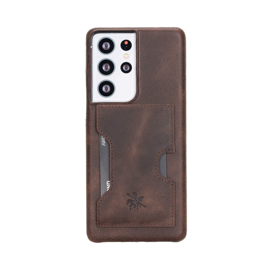 Luxury Dark Brown Leather Samsung Galaxy S21 Ultra Detachable Wallet Case with Card Holder - Venito - 4