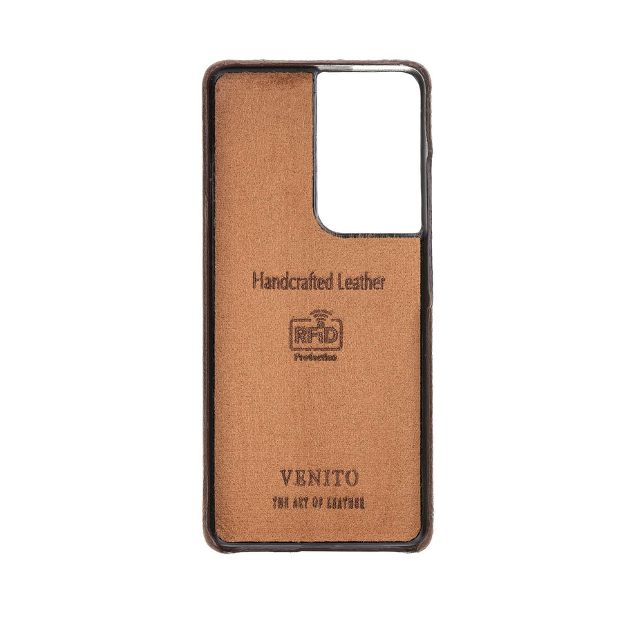 Luxury Dark Brown Leather Samsung Galaxy S21 Ultra Detachable Wallet Case with Card Holder - Venito - 5