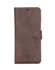 Luxury Dark Brown Leather Samsung Galaxy S21 Ultra Detachable Wallet Case with Card Holder - Venito - 6