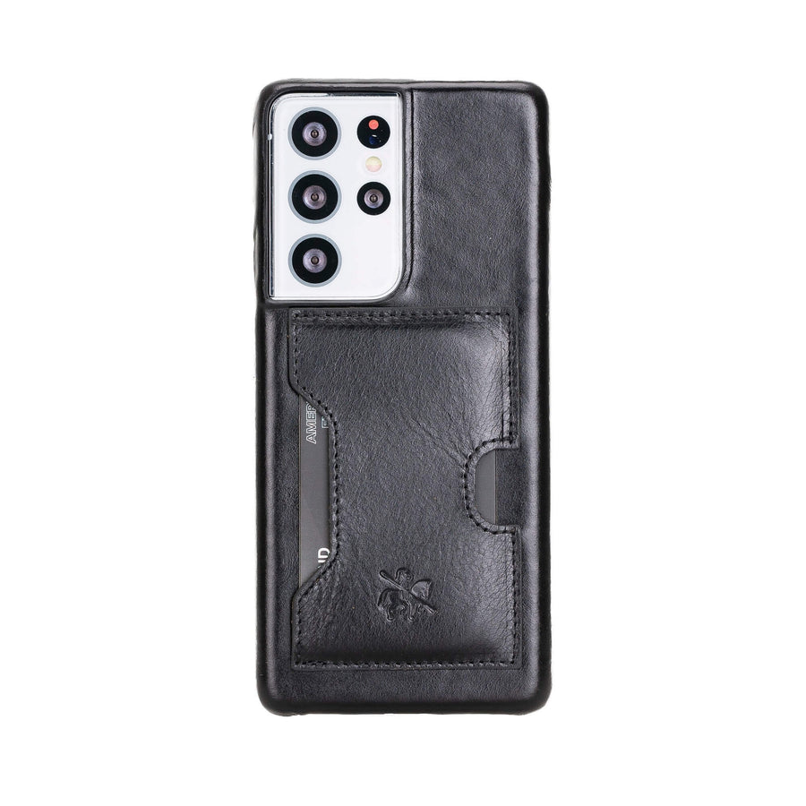 Luxury Black Leather Samsung Galaxy S21 Ultra Detachable Wallet Case with Card Holder - Venito - 4
