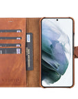 Luxury Brown Leather Samsung Galaxy S22 Detachable Wallet Case with Card Holder - Venito - 2