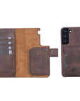 Luxury Dark Brown Leather Samsung Galaxy S22 Detachable Wallet Case with Card Holder - Venito - 1