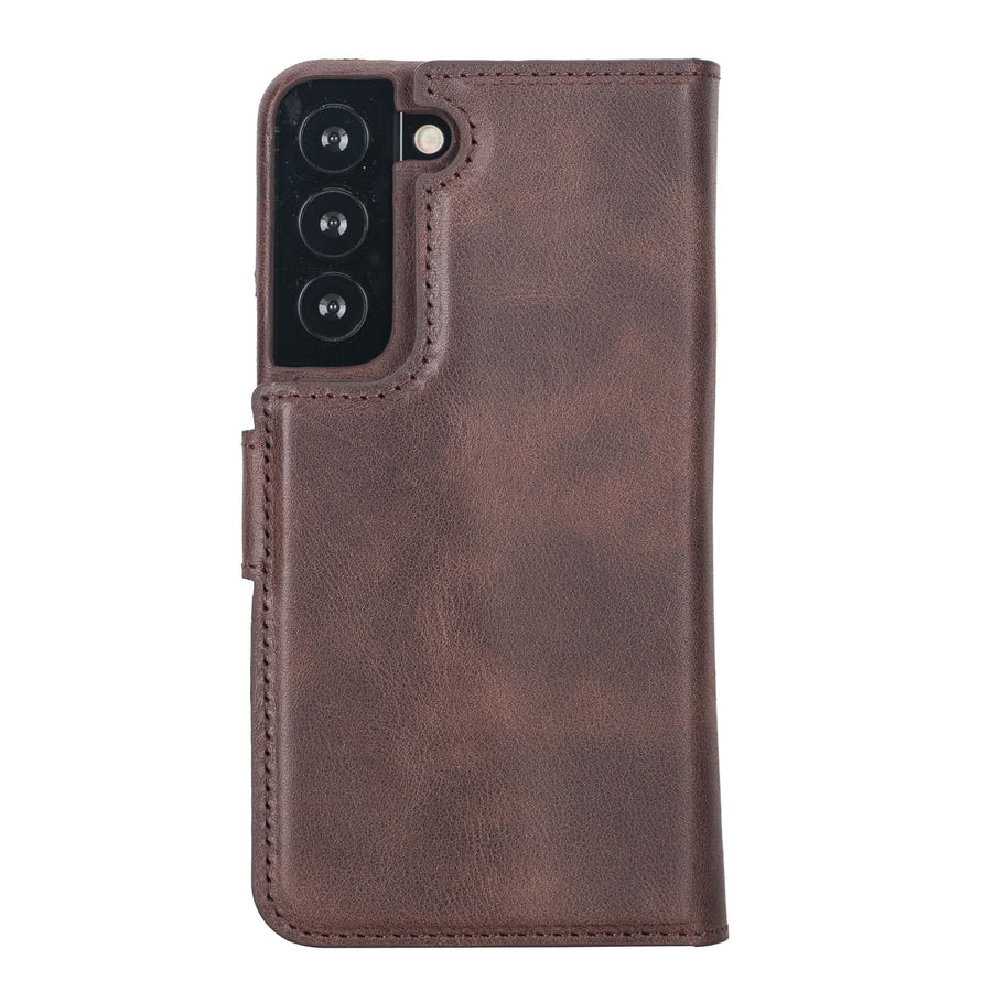 Luxury Dark Brown Leather Samsung Galaxy S22 Detachable Wallet Case with Card Holder - Venito - 9