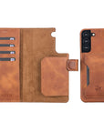 Luxury Brown Leather Samsung Galaxy S22 Plus Detachable Wallet Case with Card Holder - Venito - 1