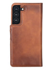 Luxury Brown Leather Samsung Galaxy S22 Plus Detachable Wallet Case with Card Holder - Venito - 9