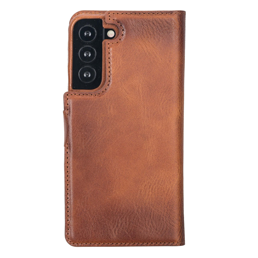 Luxury Brown Leather Samsung Galaxy S22 Plus Detachable Wallet Case with Card Holder - Venito - 9