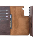 Luxury Dark Brown Leather Samsung Galaxy S22 Plus Detachable Wallet Case with Card Holder - Venito - 3