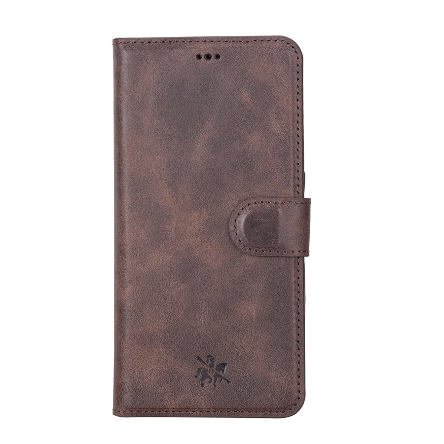 Luxury Dark Brown Leather Samsung Galaxy S22 Plus Detachable Wallet Case with Card Holder - Venito - 8