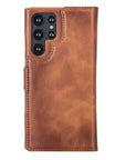 Luxury Brown Leather Samsung Galaxy S22 Ultra Detachable Wallet Case with Card Holder - Venito - 8
