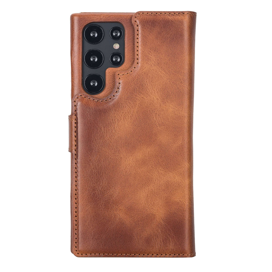 Luxury Brown Leather Samsung Galaxy S22 Ultra Detachable Wallet Case with Card Holder - Venito - 8