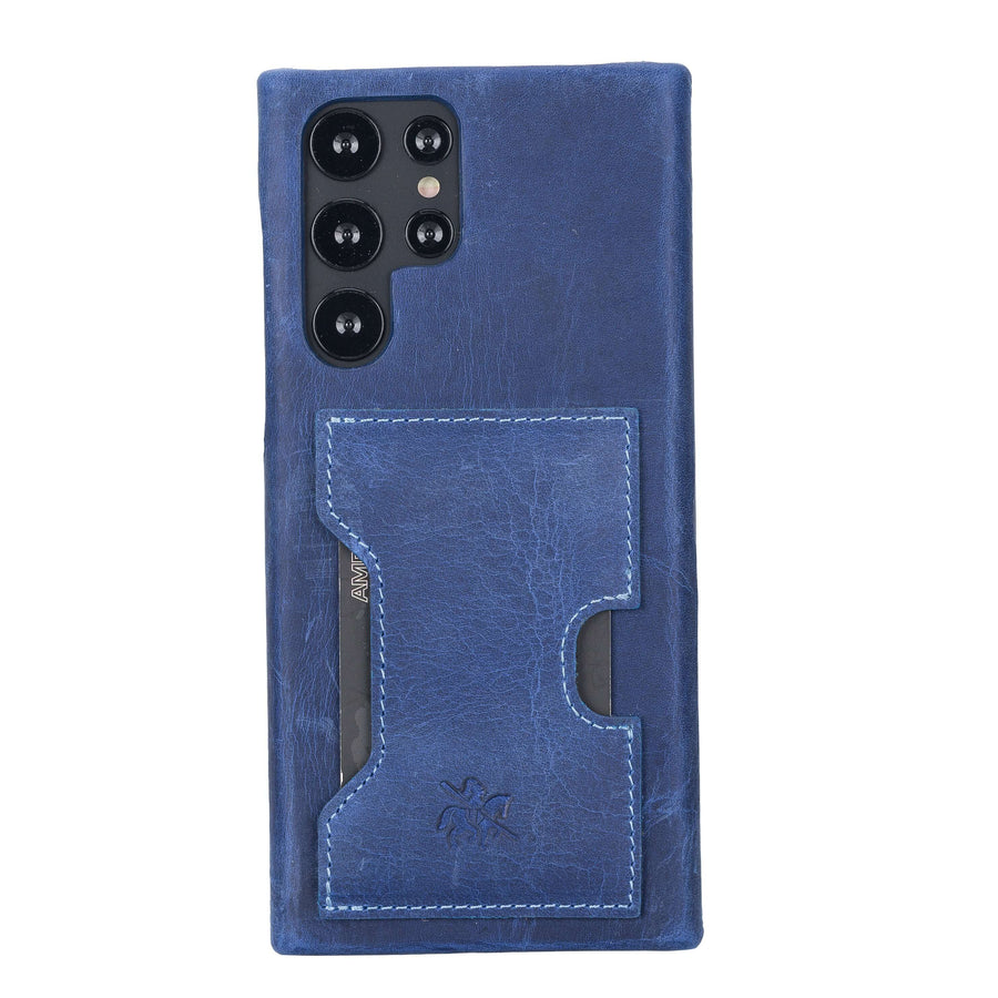 Luxury Blue Leather Samsung Galaxy S22 Ultra Detachable Wallet Case with Card Holder - Venito - 5