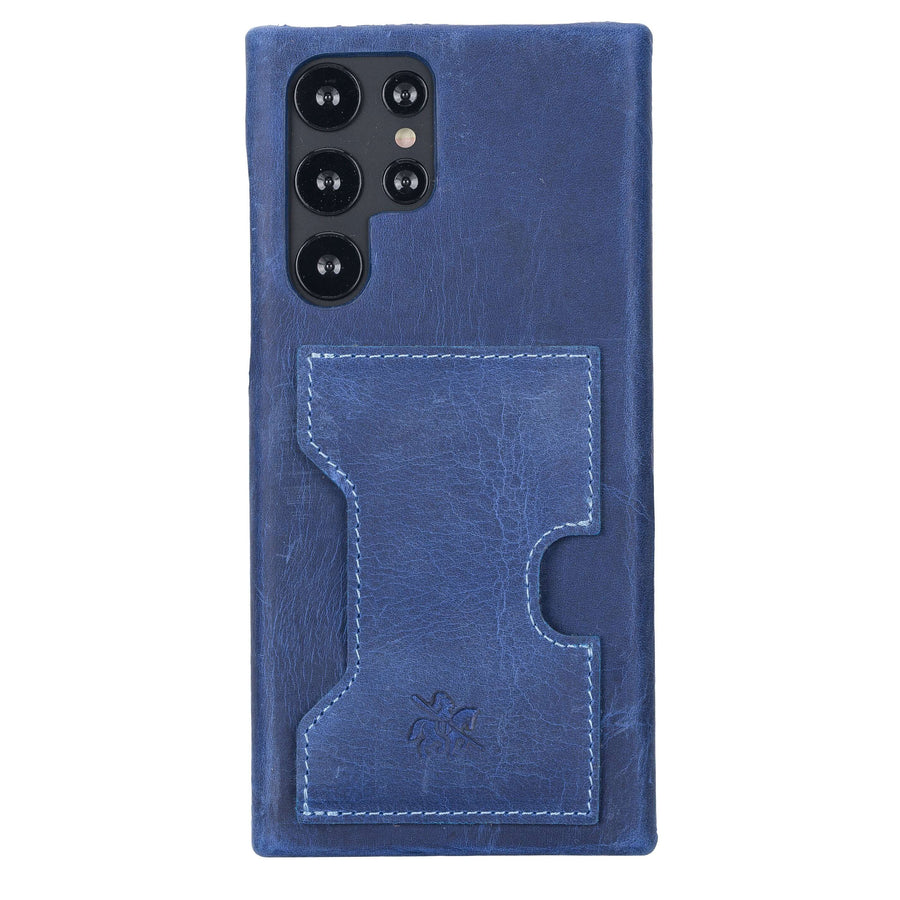 Luxury Blue Leather Samsung Galaxy S22 Ultra Detachable Wallet Case with Card Holder - Venito - 6