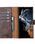 Luxury Dark Brown Leather Samsung Galaxy S22 Utra Wallet Case with Card Holder - Venito - 2