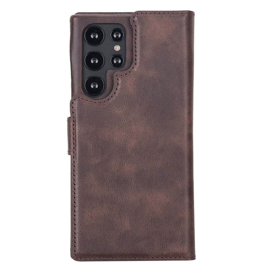 Luxury Dark Brown Leather Samsung Galaxy S22 Utra Wallet Case with Card Holder - Venito - 9